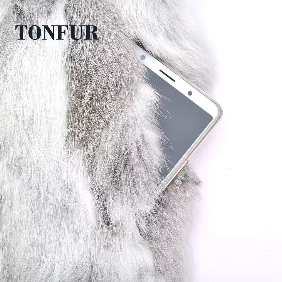 2025 Thick Warm Classical Customize Women's Real Whole Skin Real Genuine Rabbit Fur Coat Female Mandarin Collar Jacket TSR257