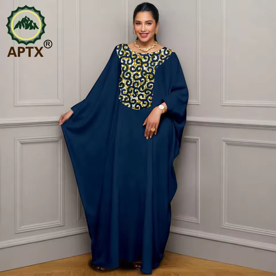 Women’s African Print Maxi Kaftan Dress – Loose Fit Short Sleeve Islamic Abaya