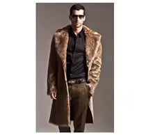 5XL Plus Size Lapel Faux Fur Winter Overcoat Man, Men's Oversized Long Coat, Thickened Plush Jacket For Man