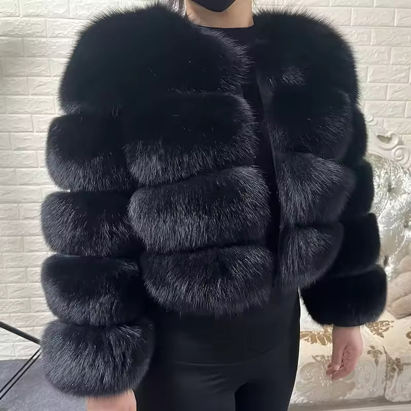 2025 MAOMAOKONG Natural Real Fox Fur Coat Women Winter Long Sleeve Luxury Raccoon Fur Jackets Thick Top Female Furry Coat Vest
