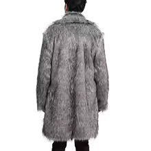 5XL Plus Size Lapel Faux Fur Winter Overcoat Man, Men's Oversized Long Coat, Thickened Plush Jacket For Man