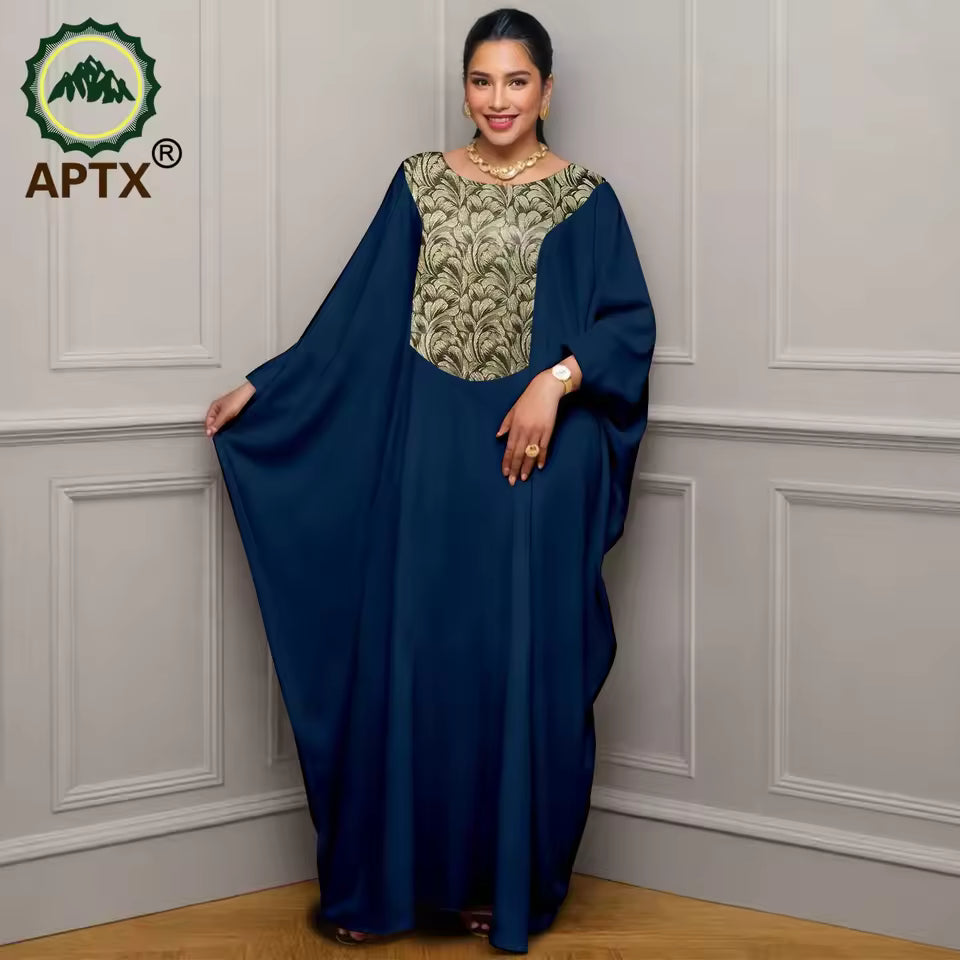 Women’s African Print Maxi Kaftan Dress – Loose Fit Short Sleeve Islamic Abaya