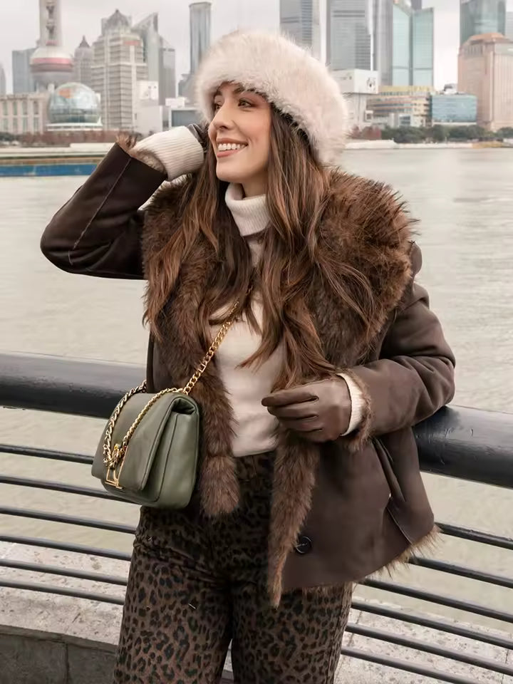 2025 Winter Women's Street Fashion Faux Fur Jackets For Women Long Sleeves Double-Sided Thick Warm New Casual Coats