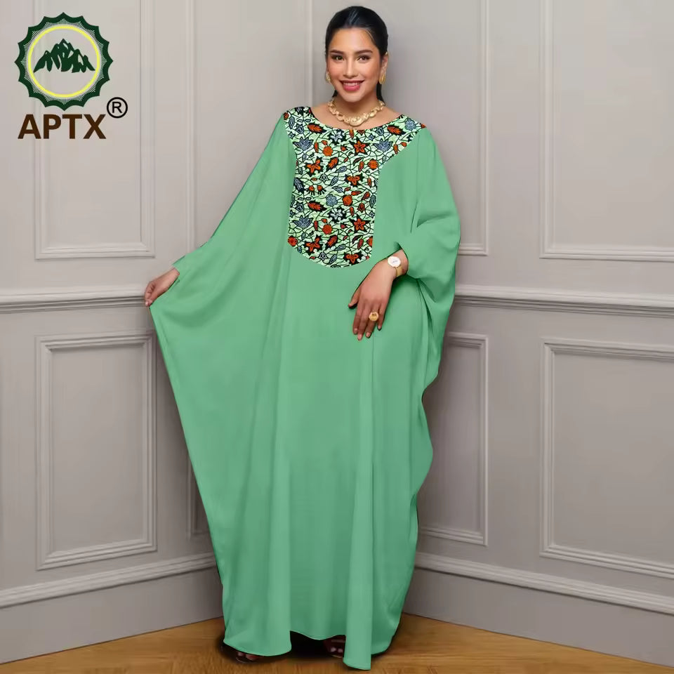 Women’s African Print Maxi Kaftan Dress – Loose Fit Short Sleeve Islamic Abaya
