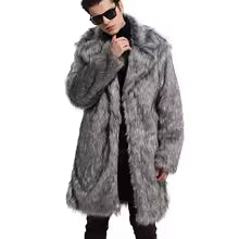 5XL Plus Size Lapel Faux Fur Winter Overcoat Man, Men's Oversized Long Coat, Thickened Plush Jacket For Man