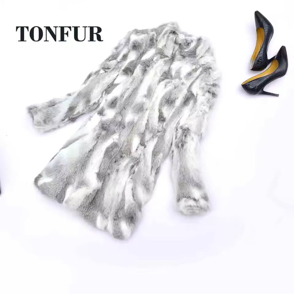 2025 Thick Warm Classical Customize Women's Real Whole Skin Real Genuine Rabbit Fur Coat Female Mandarin Collar Jacket TSR257