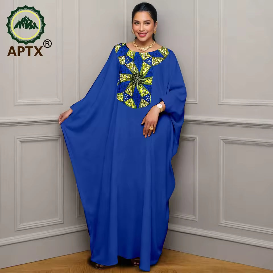 Women’s African Print Maxi Kaftan Dress – Loose Fit Short Sleeve Islamic Abaya
