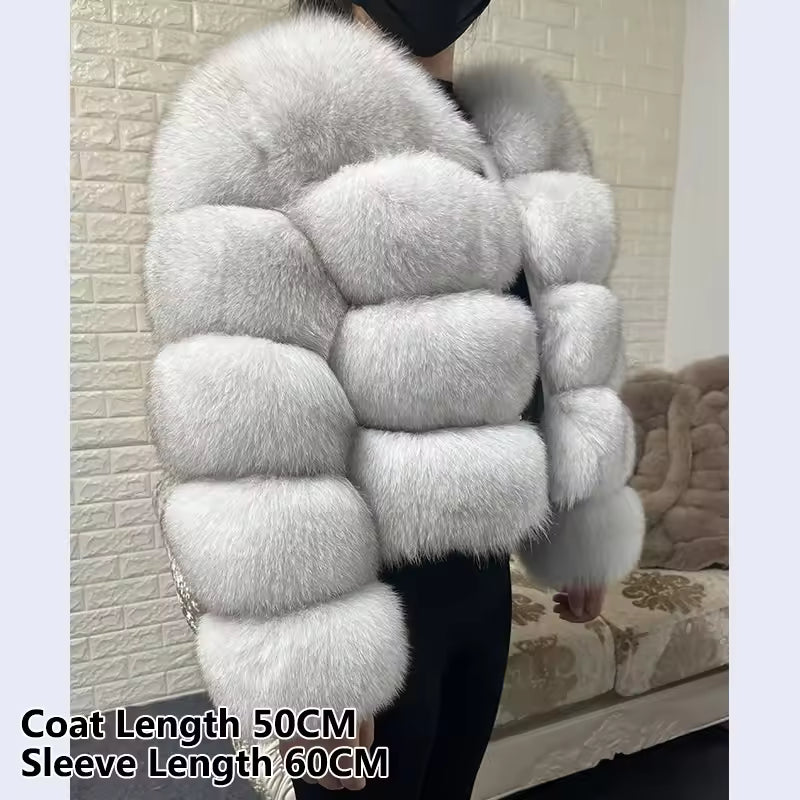 2025 MAOMAOKONG Natural Real Fox Fur Coat Women Winter Long Sleeve Luxury Raccoon Fur Jackets Thick Top Female Furry Coat Vest