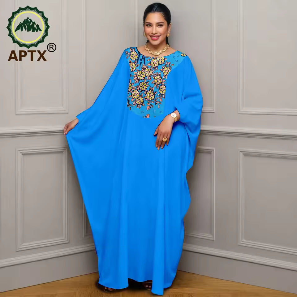 Women’s African Print Maxi Kaftan Dress – Loose Fit Short Sleeve Islamic Abaya